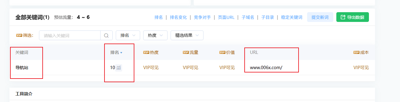 关键词排名效果截图